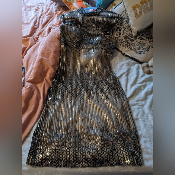 Sue Wong Dress very elegant with gold and black sequins size 4 - Picture 3 of 5